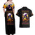 Pumpkin Witch Skull Couples Matching Off Shoulder Maxi Dress and Hawaiian Shirt In My Defense The Moon Was Full And I Was Left Unsupervided - Wonder Print Shop