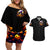 Pumpkin Witch Skull Couples Matching Off Shoulder Short Dress and Hawaiian Shirt In My Defense The Moon Was Full And I Was Left Unsupervided - Wonder Print Shop