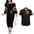 Pumpkin Witch Skull Couples Matching Off The Shoulder Long Sleeve Dress and Hawaiian Shirt In My Defense The Moon Was Full And I Was Left Unsupervided - Wonder Print Shop