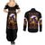 Pumpkin Witch Skull Couples Matching Summer Maxi Dress and Long Sleeve Button Shirt In My Defense The Moon Was Full And I Was Left Unsupervided - Wonder Print Shop