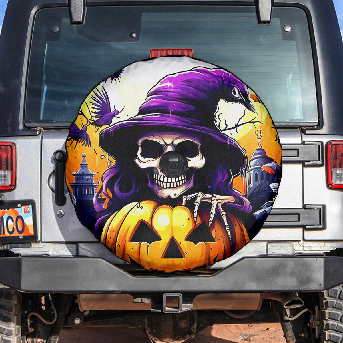 Pumpkin Witch Skull Spare Tire Cover In My Defense The Moon Was Full And I Was Left Unsupervided - Wonder Print Shop