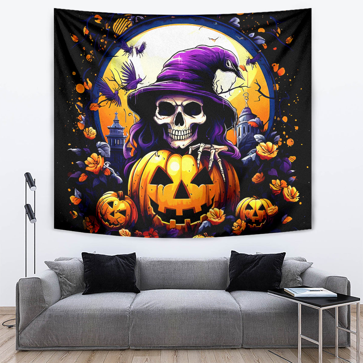 Pumpkin Witch Skull Tapestry In My Defense The Moon Was Full And I Was Left Unsupervided