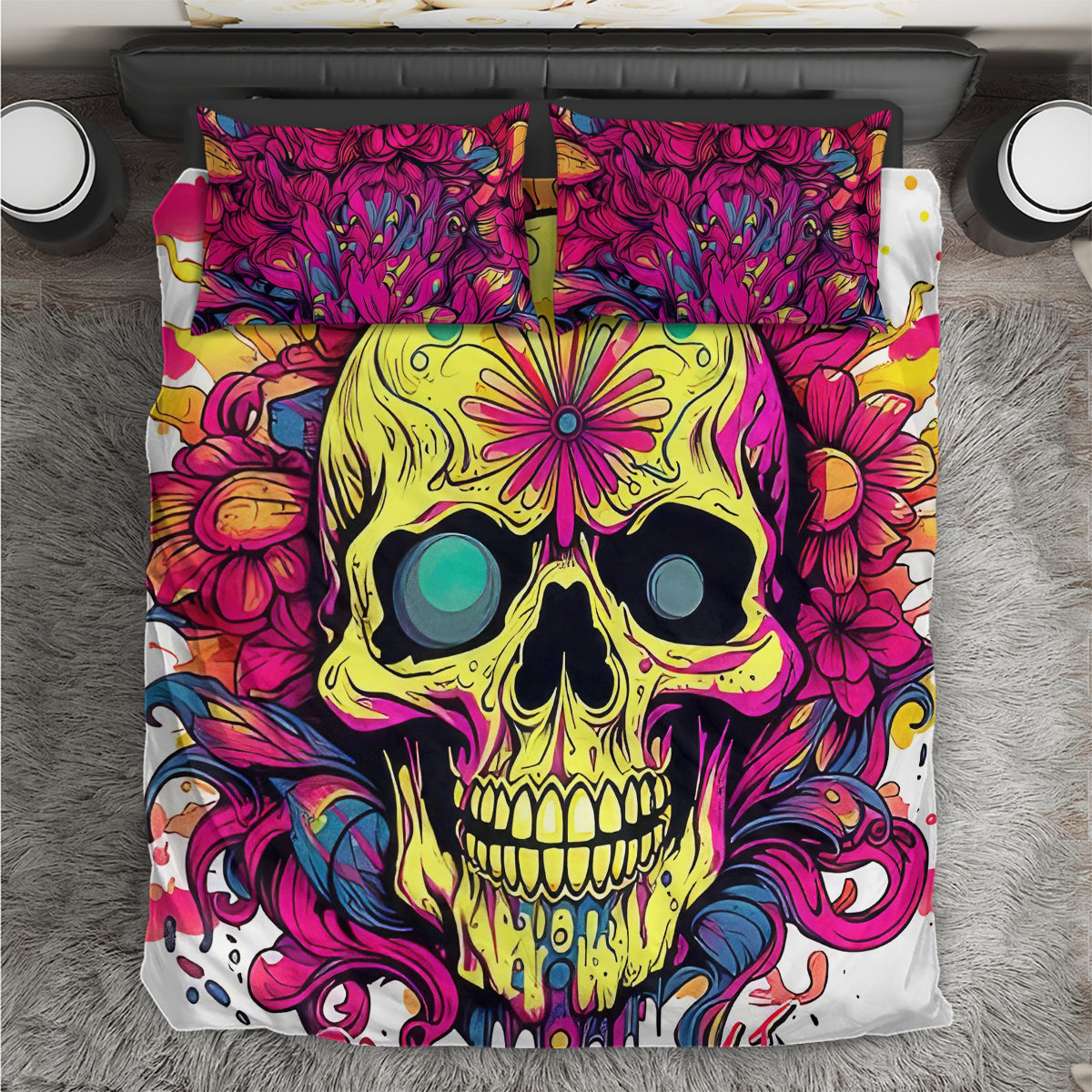 Flower Skull Bedding Set Judge Me When You're Perfect Otherwise Shut Up - Wonder Print Shop