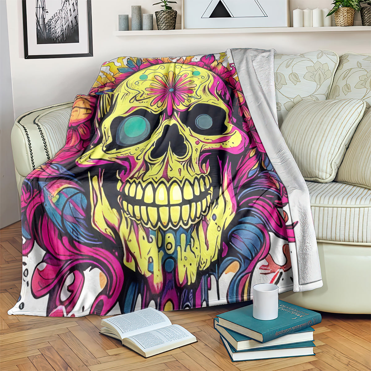 Flower Skull Blanket Judge Me When You're Perfect Otherwise Shut Up