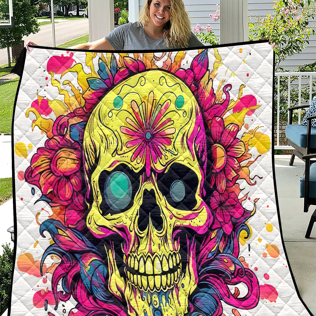 Flower Skull Quilt Judge Me When You're Perfect Otherwise Shut Up