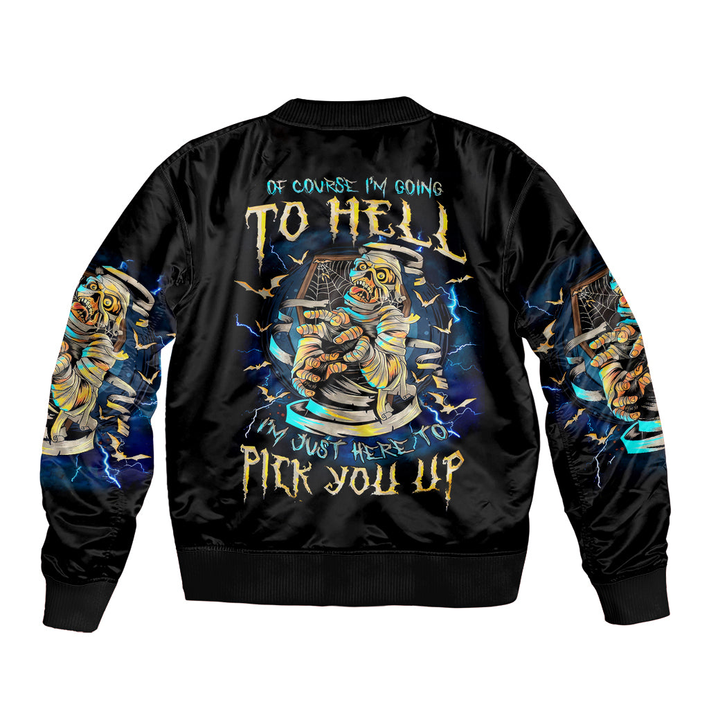 Mummy Skull Bomber Jacket I'm Going To Hell to Pick You Up - Wonder Print Shop