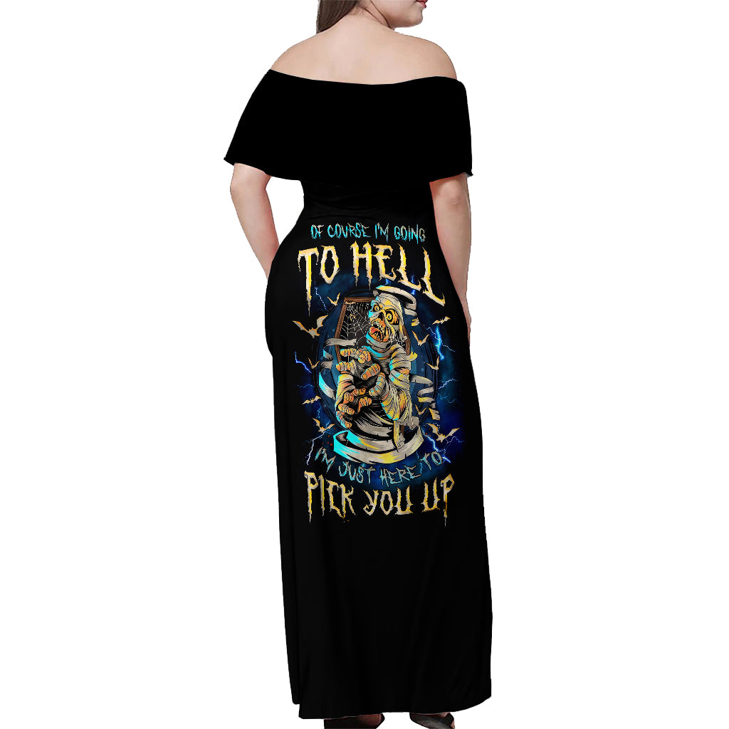 Mummy Skull Off Shoulder Maxi Dress I'm Going To Hell to Pick You Up - Wonder Print Shop