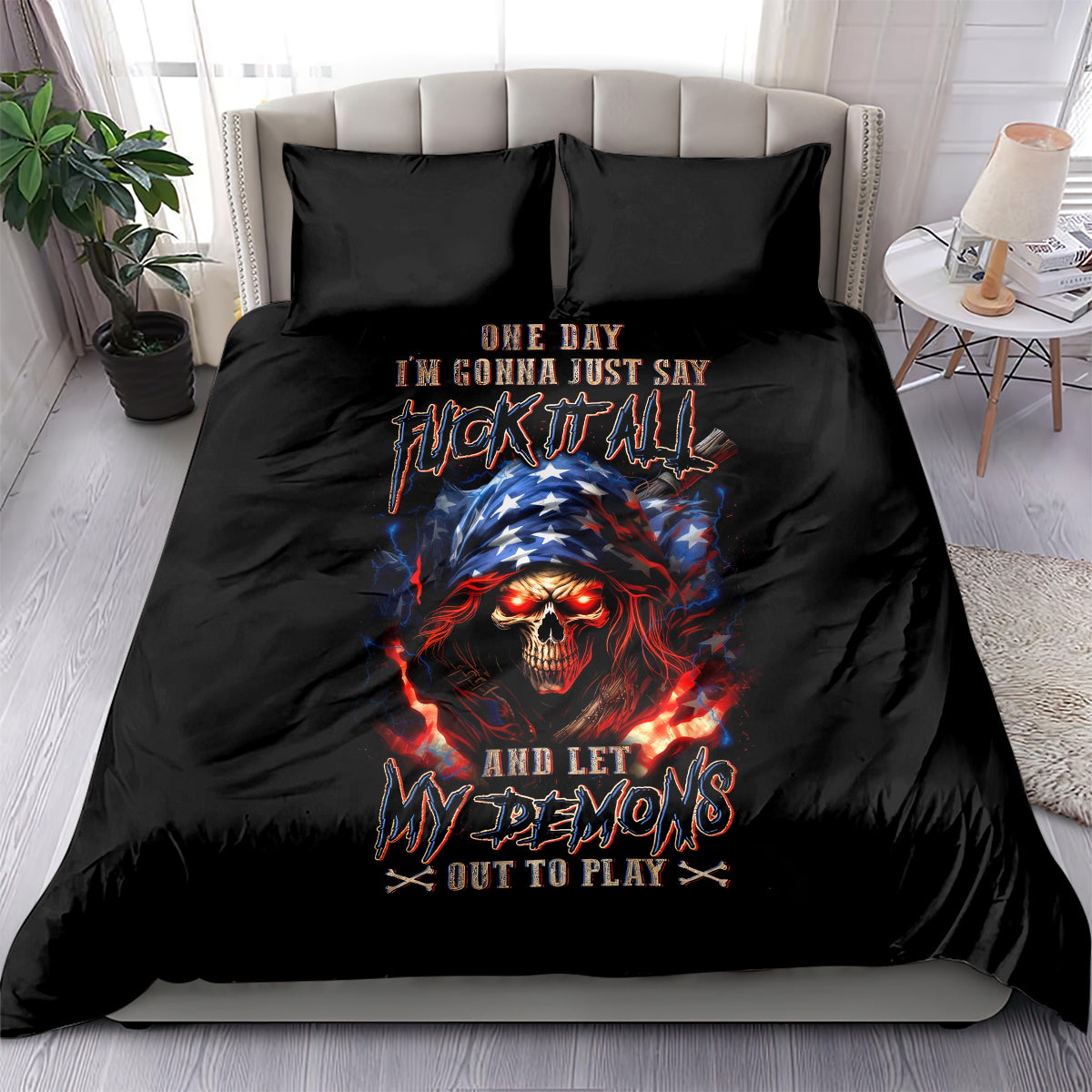 American Skull Bedding Set One Day I Gonna Fuck It All - Wonder Print Shop