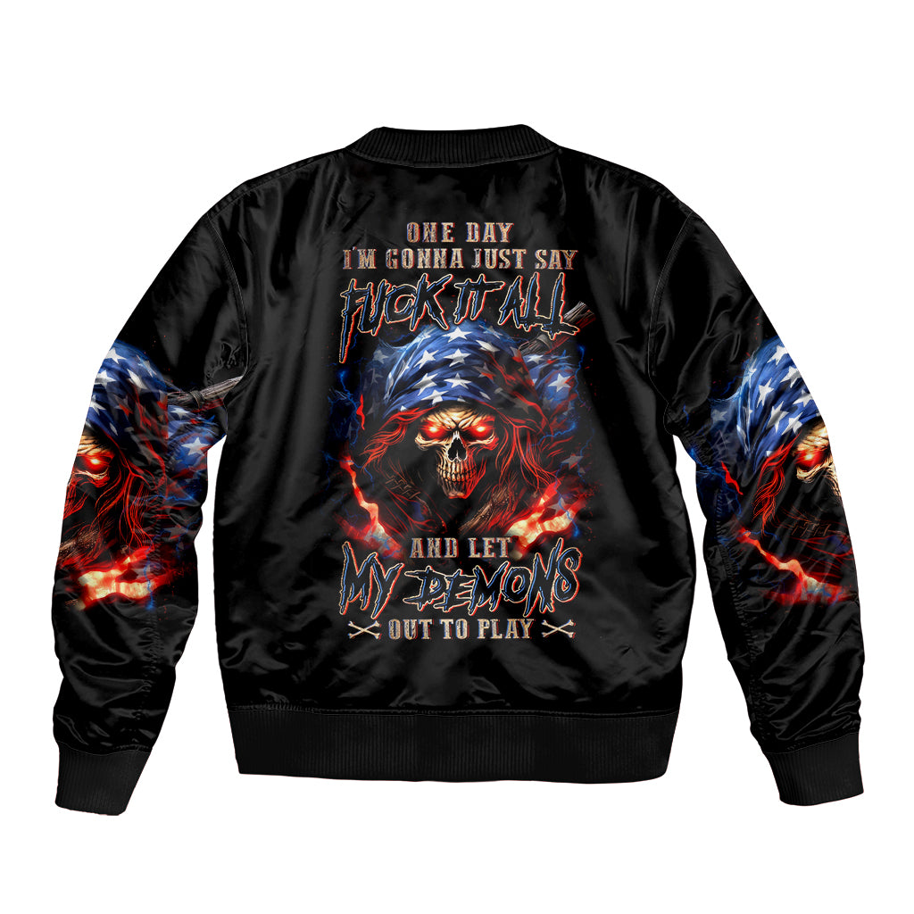 American Skull Bomber Jacket One Day I Gonna Fuck It All - Wonder Print Shop