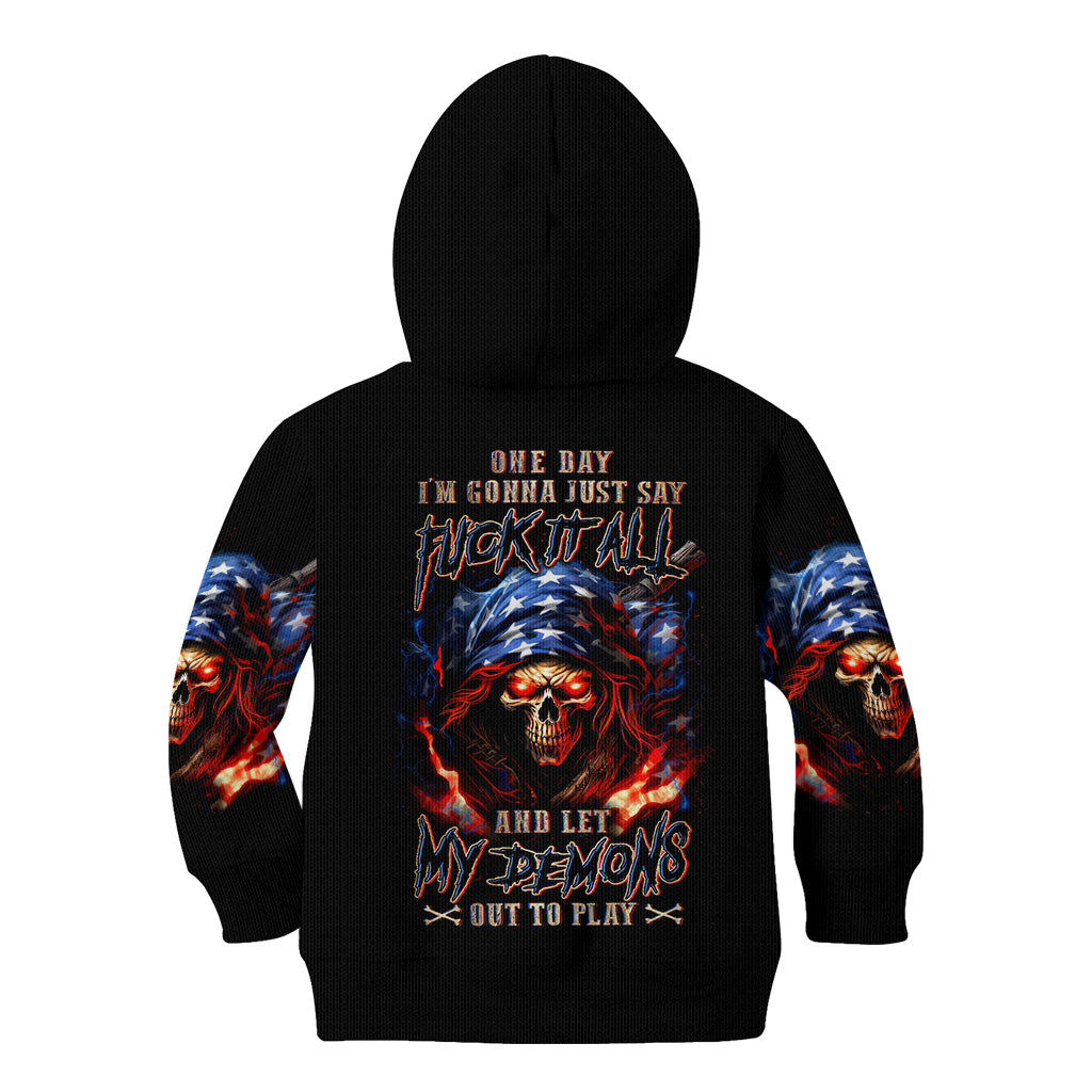 American Skull Kid Hoodie One Day I Gonna Fuck It All - Wonder Print Shop