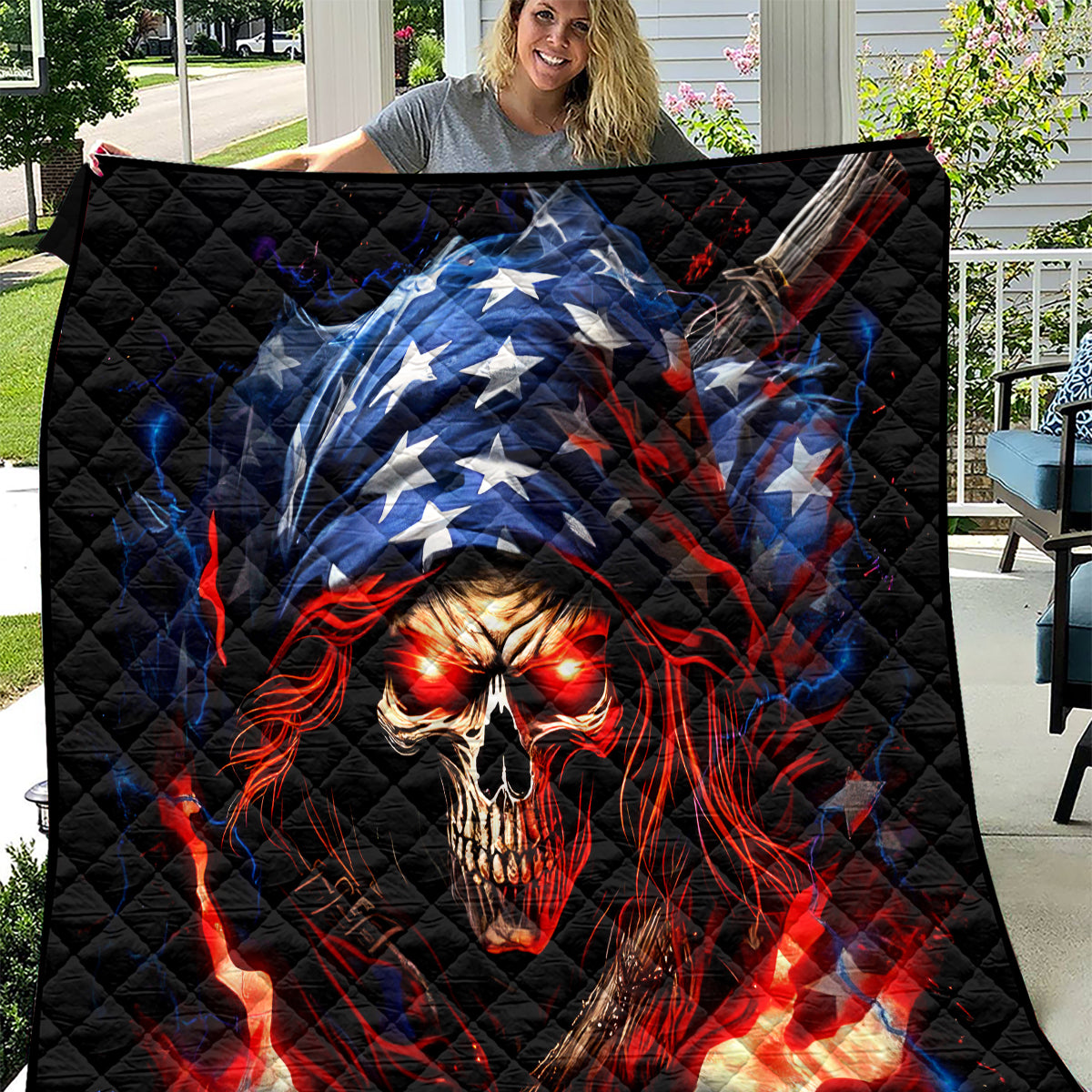 American Skull Quilt One Day I Gonna Fuck It All