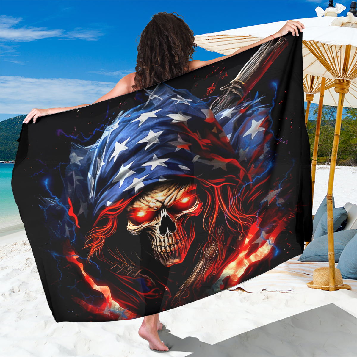 American Skull Sarong One Day I Gonna Fuck It All - Wonder Print Shop