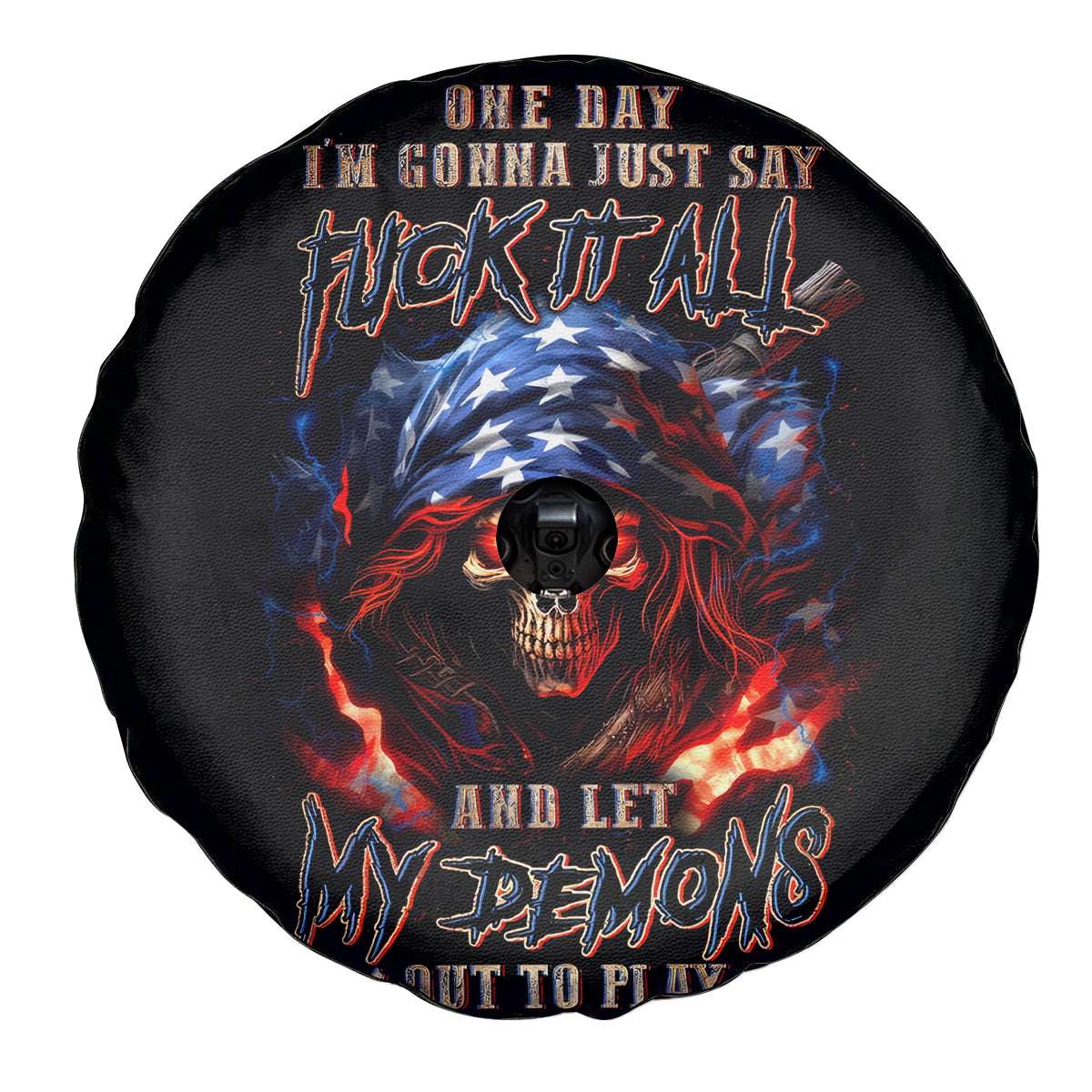 American Skull Spare Tire Cover One Day I Gonna Fuck It All - Wonder Print Shop