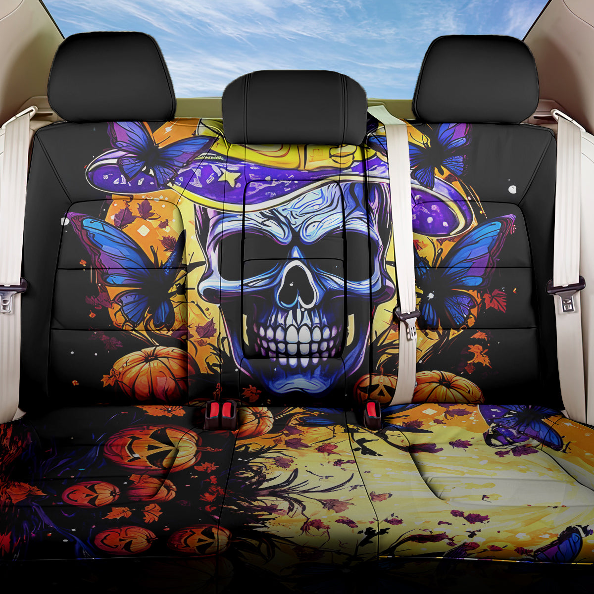 Halloween Skull Back Car Seat Cover Please Excuse My Resting Witch Face - Wonder Print Shop