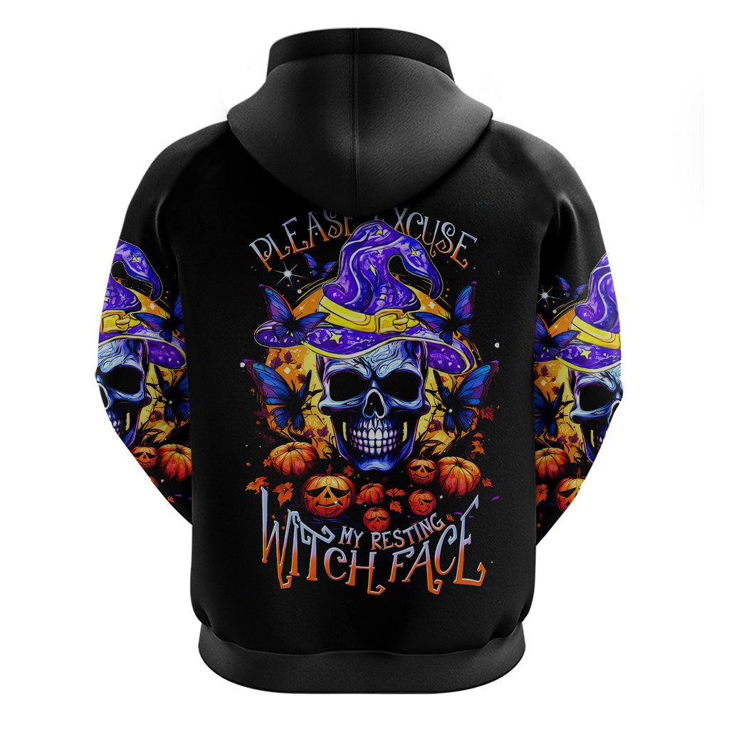 Halloween Skull Hoodie Please Excuse My Resting Witch Face - Wonder Print Shop