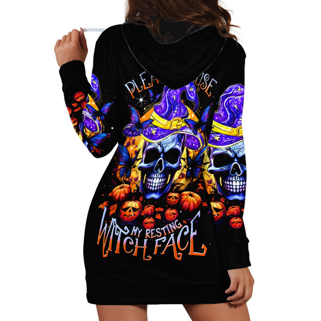 Halloween Skull Hoodie Dress Please Excuse My Resting Witch Face - Wonder Print Shop