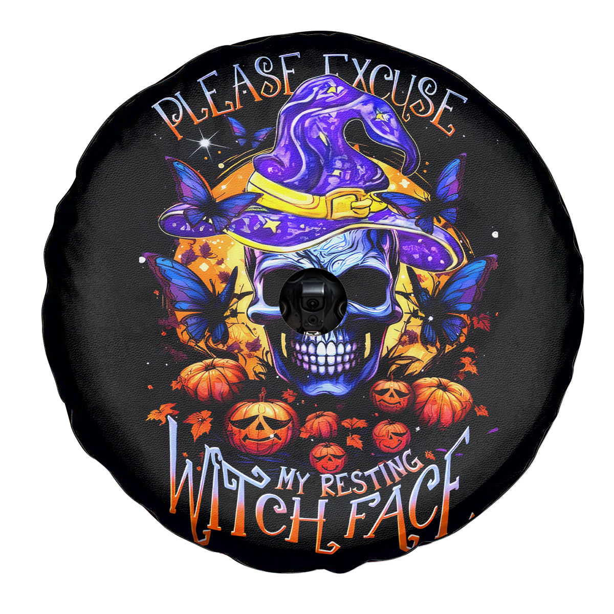 Halloween Skull Spare Tire Cover Please Excuse My Resting Witch Face - Wonder Print Shop