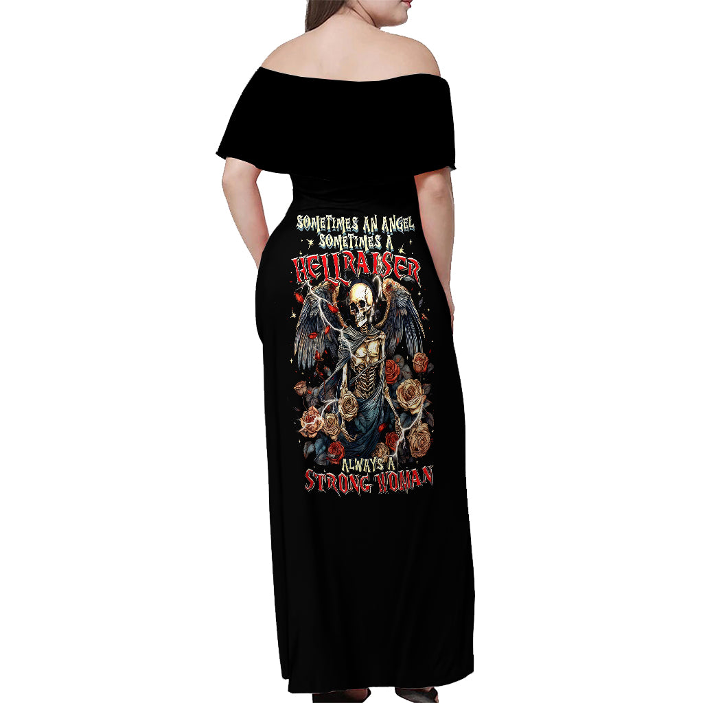 Angel Skull Off Shoulder Maxi Dress Sometimes An Angel Sometimes A Hellraiser - Wonder Print Shop