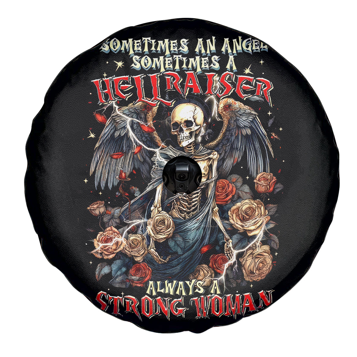 Angel Skull Spare Tire Cover Sometimes An Angel Sometimes A Hellraiser - Wonder Print Shop