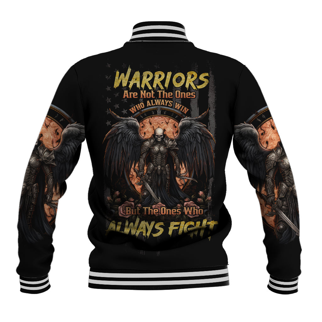 Warrior Skull Baseball Jacket Warriors Are The One Who Always Fight - Wonder Print Shop