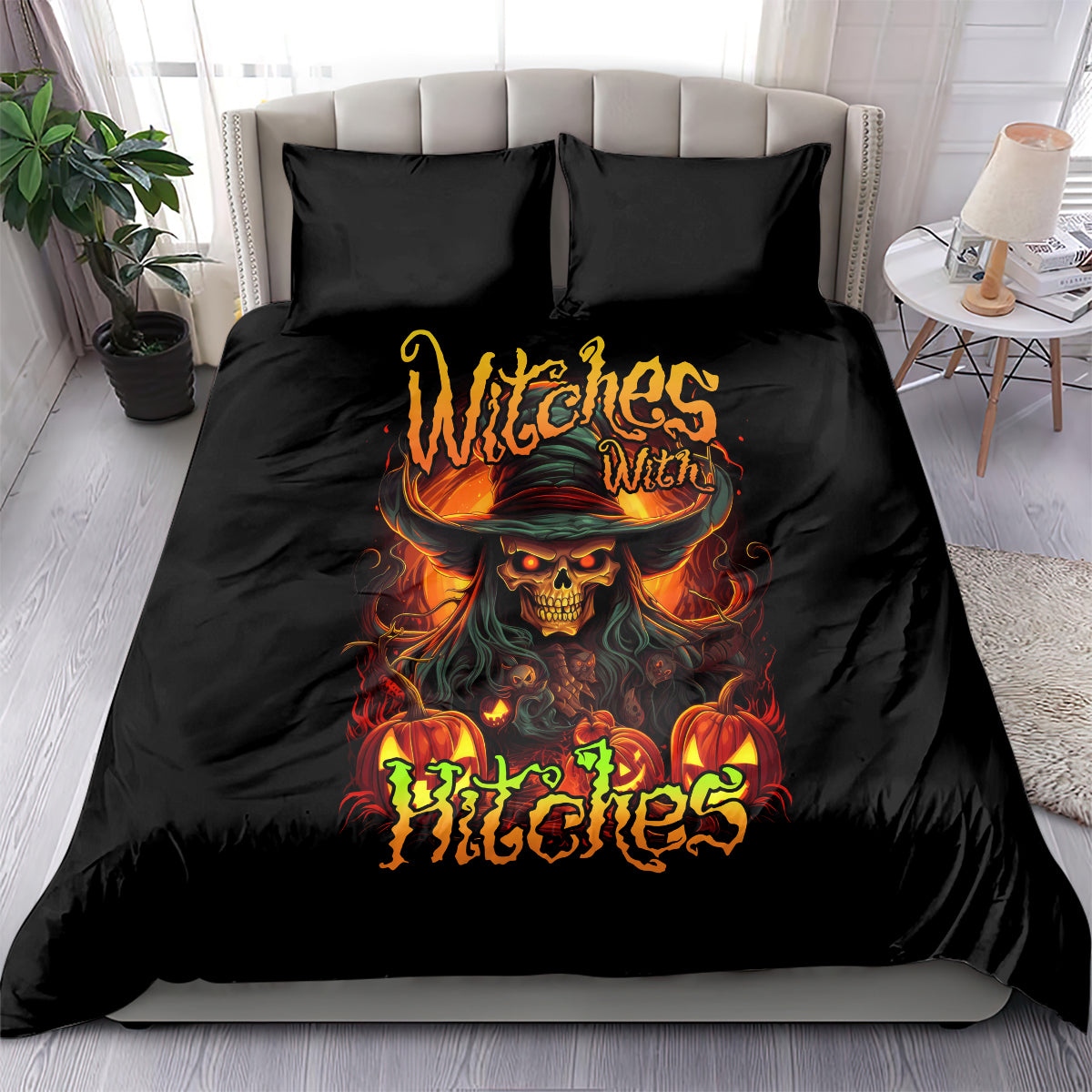 Witch Skull Bedding Set Witches With Hitches - Wonder Print Shop