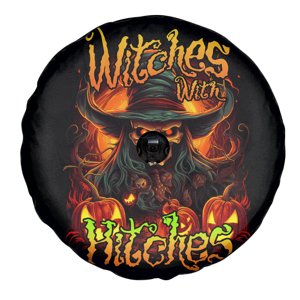 Witch Skull Spare Tire Cover Witches With Hitches - Wonder Print Shop