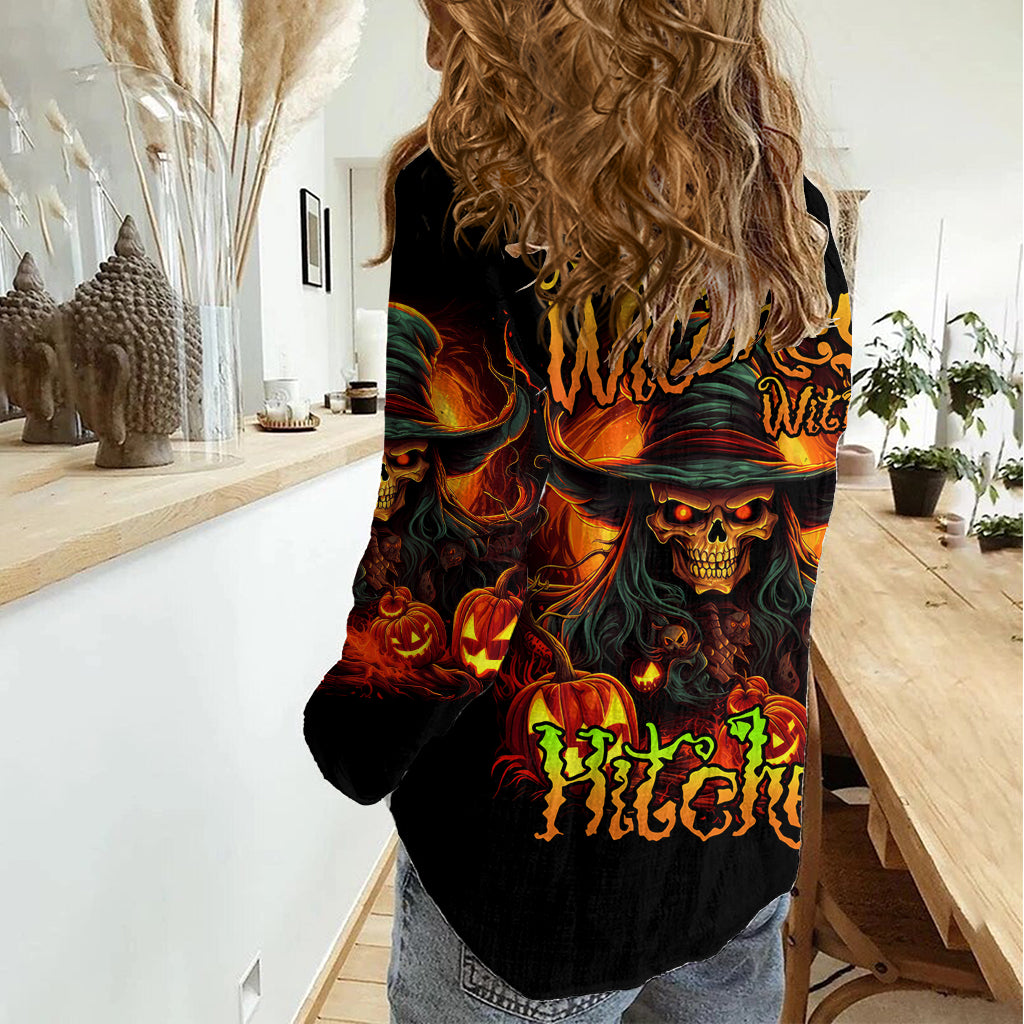 Witch Skull Women Casual Shirt Witches With Hitches