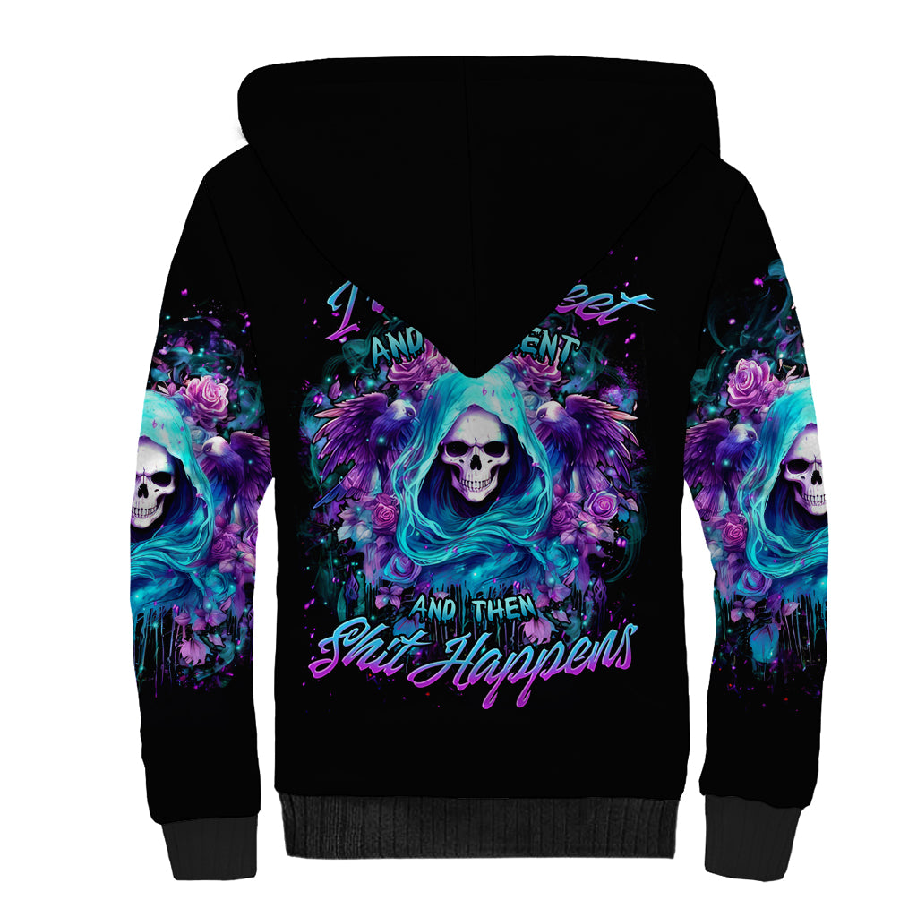 Fairy Skull Sherpa Hoodie Once Upon A Time I Was Sweet And Innocent And Then Shit Happens - Wonder Print Shop