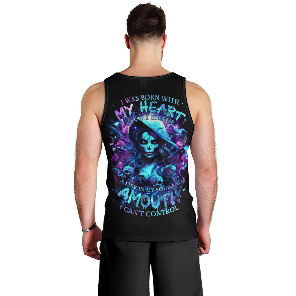 Witch Skull Men Tank Top I Was Born With My Heart On My Sleeve A Fire In My Soul And Amout Can't Control - Wonder Print Shop