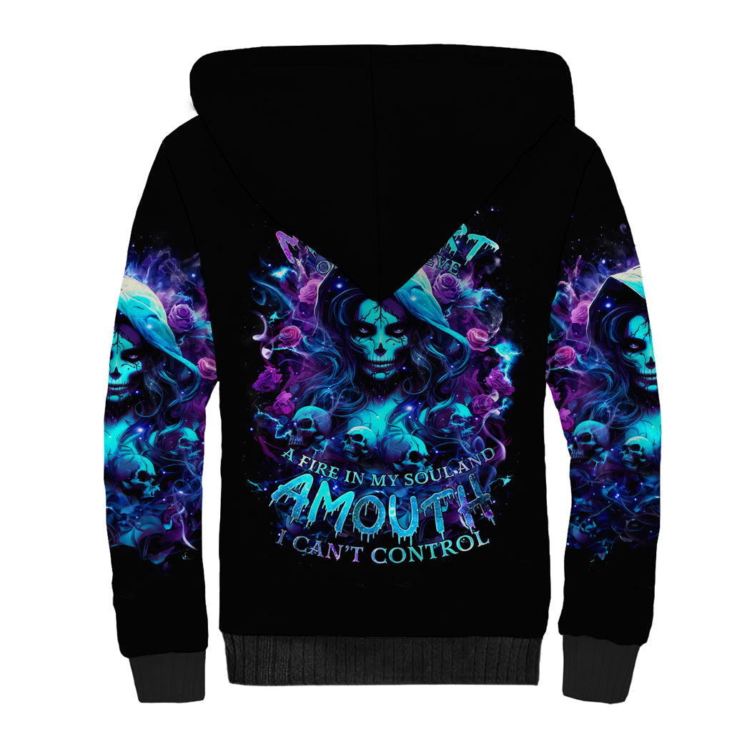 Witch Skull Sherpa Hoodie I Was Born With My Heart On My Sleeve A Fire In My Soul And Amout Can't Control - Wonder Print Shop