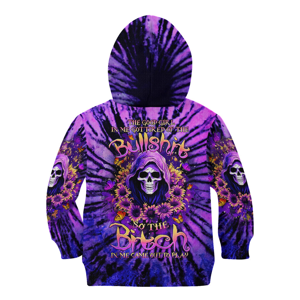 Sunflower Skull Kid Hoodie The Good Girl In Me Got Tired Of The Bullshit - Wonder Print Shop