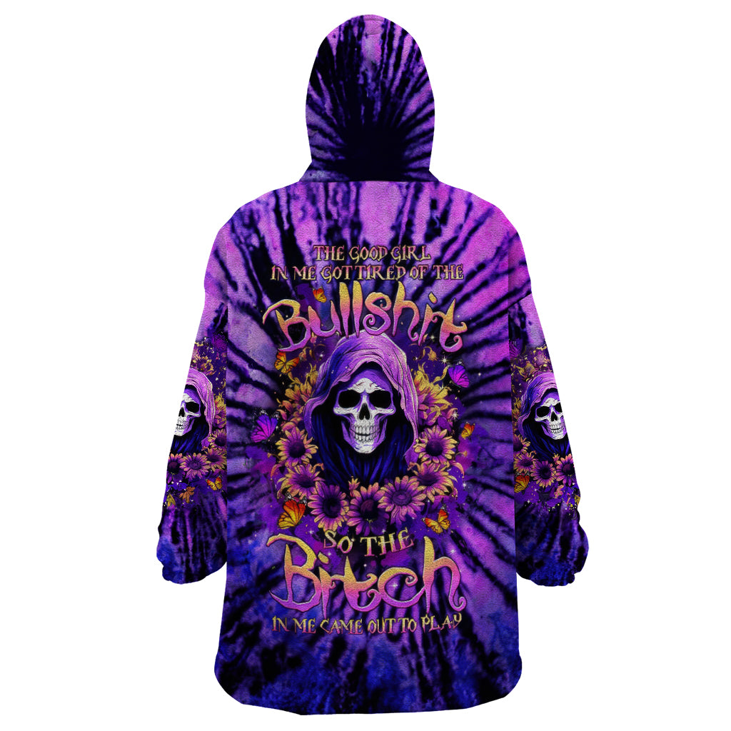 Sunflower Skull Wearable Blanket Hoodie The Good Girl In Me Got Tired Of The Bullshit