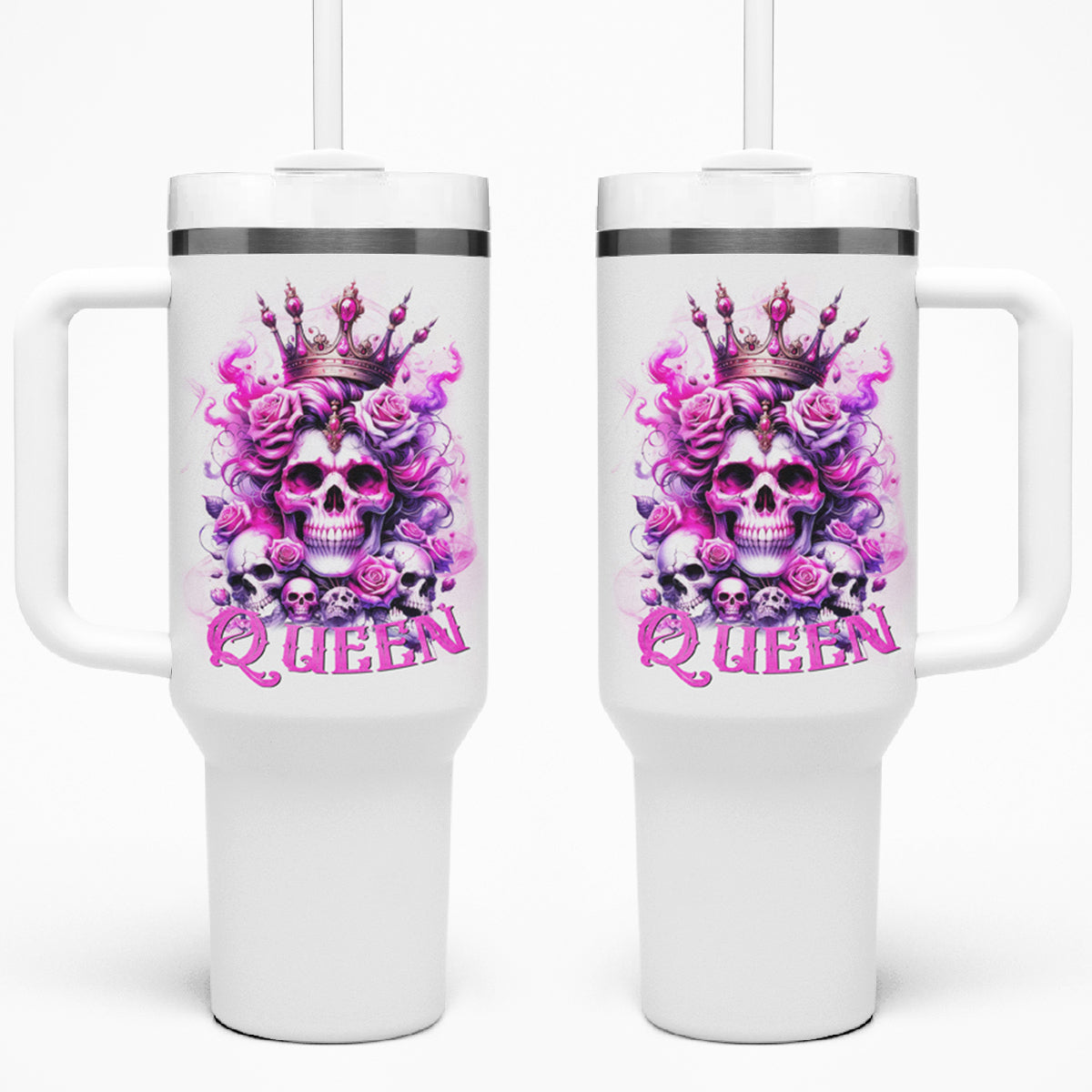 Rose Skull Tumbler With Handle Queen Skull