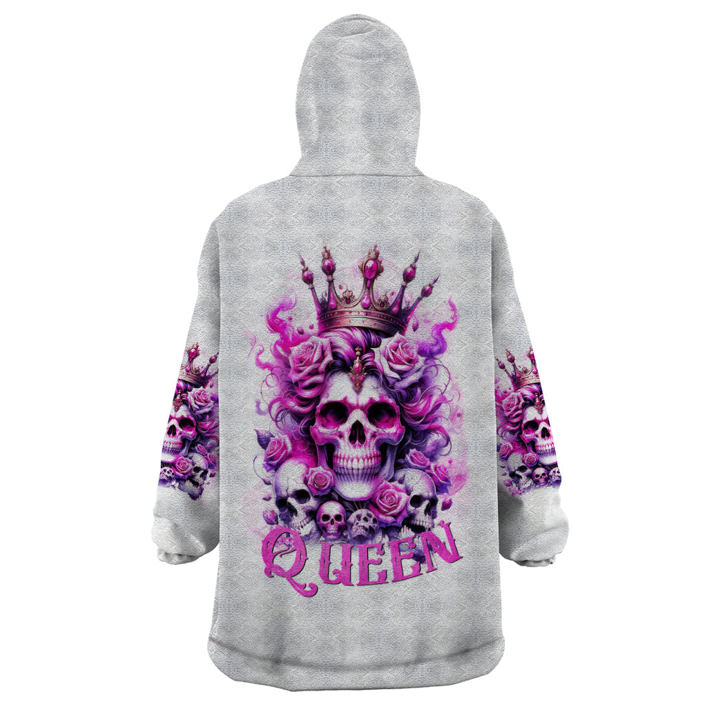 Rose Skull Wearable Blanket Hoodie Queen Skull