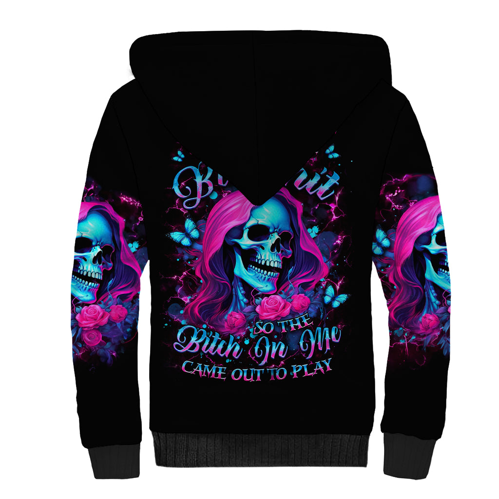 Witch Skull Sherpa Hoodie The Good Girl In Me Got Tired Of The Bullshit - Wonder Print Shop