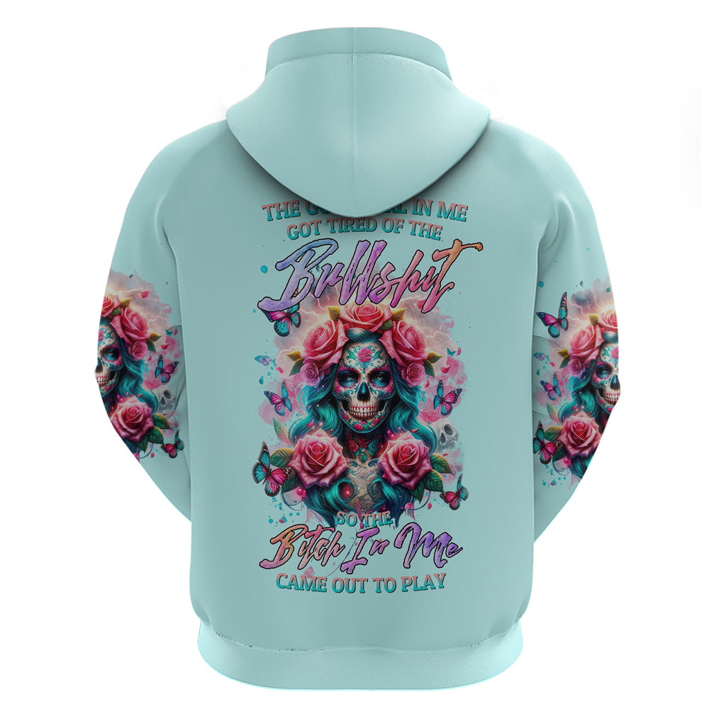 Rose Skull Hoodie The Good Girl In Me Got Tired Of The Bullshit - Wonder Print Shop