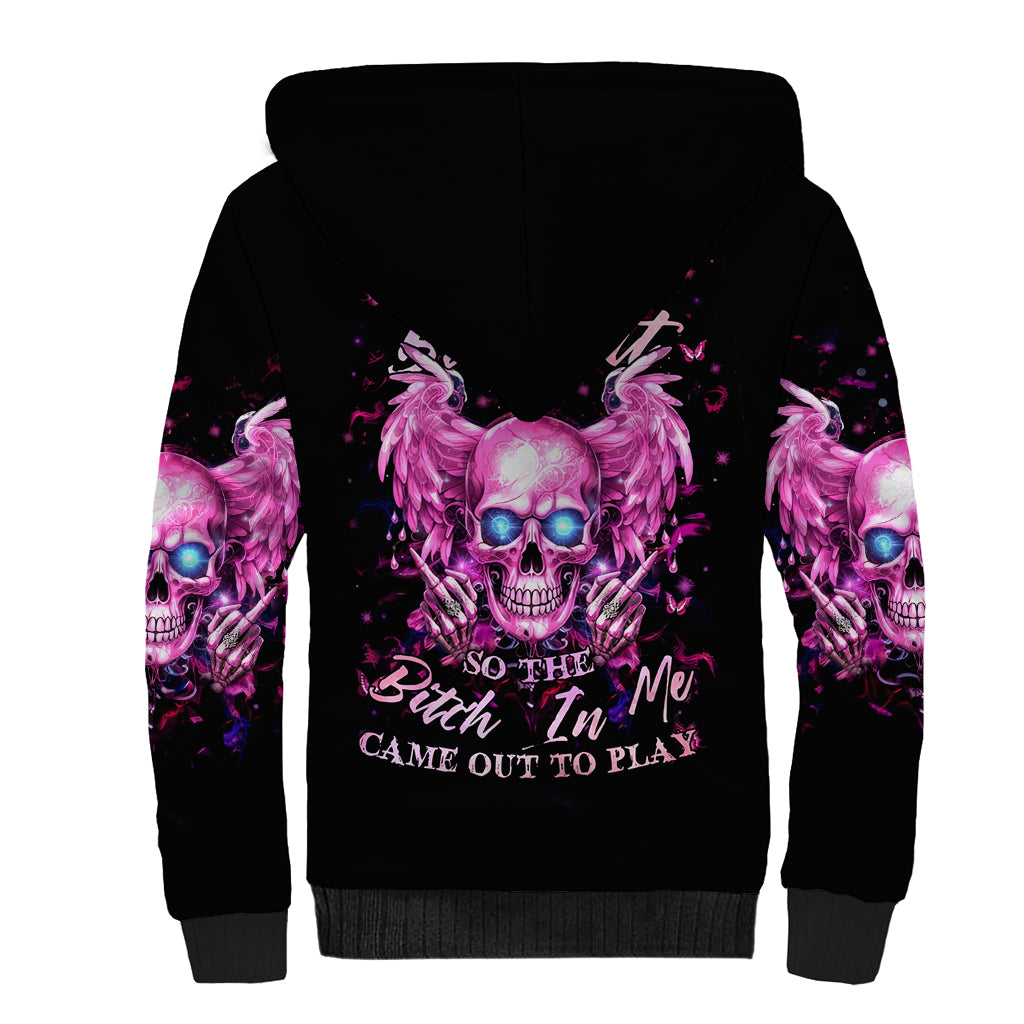 Angel Skull Sherpa Hoodie The Good Girl In Me Got Tired Of The Bullshit - Wonder Print Shop