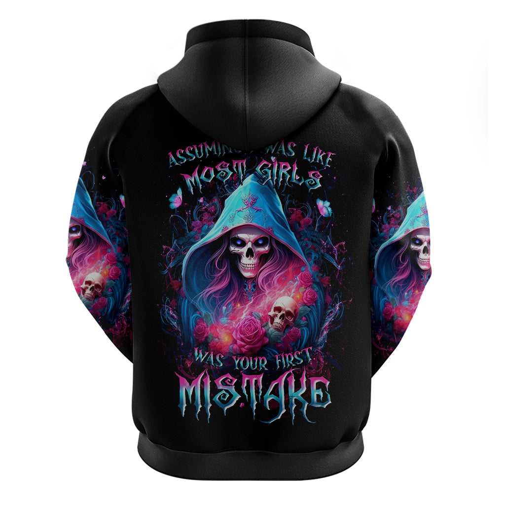 Witch Skull Hoodie Assuming Was Like Most Girls Was Your First Mistake - Wonder Print Shop