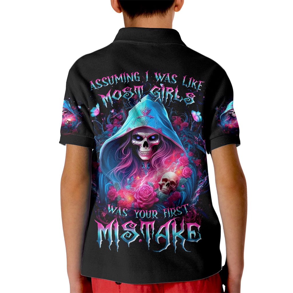 Witch Skull Kid Polo Shirt Assuming Was Like Most Girls Was Your First Mistake - Wonder Print Shop