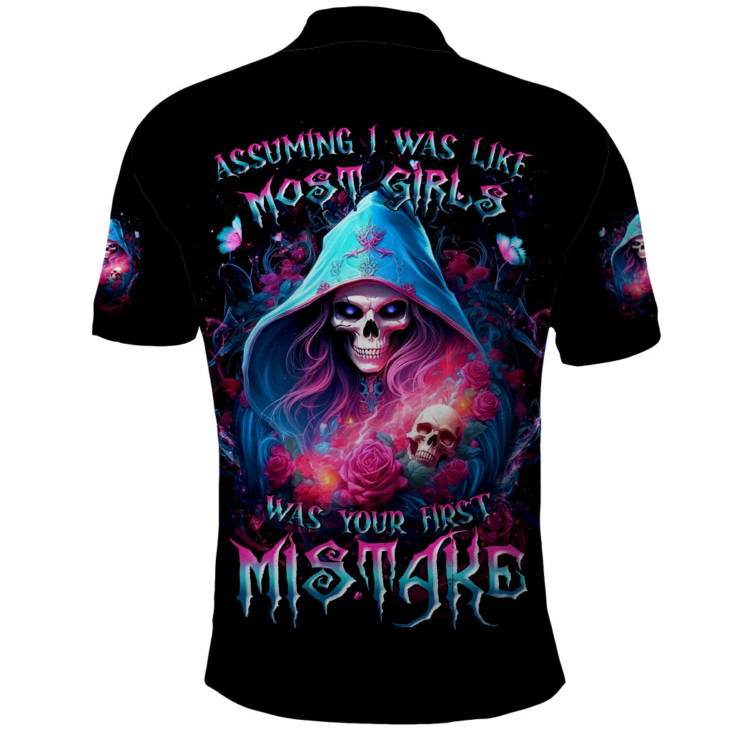 Witch Skull Polo Shirt Assuming Was Like Most Girls Was Your First Mistake - Wonder Print Shop