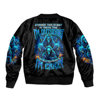 Unisex black bomber jacket with back skull witch graphic and ribbed collar/cuffs