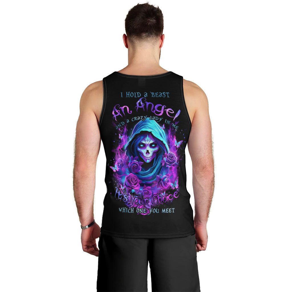 Witch Skull Men Tank Top I Hold A Beast An Angel And Crazy Lady In Me - Wonder Print Shop