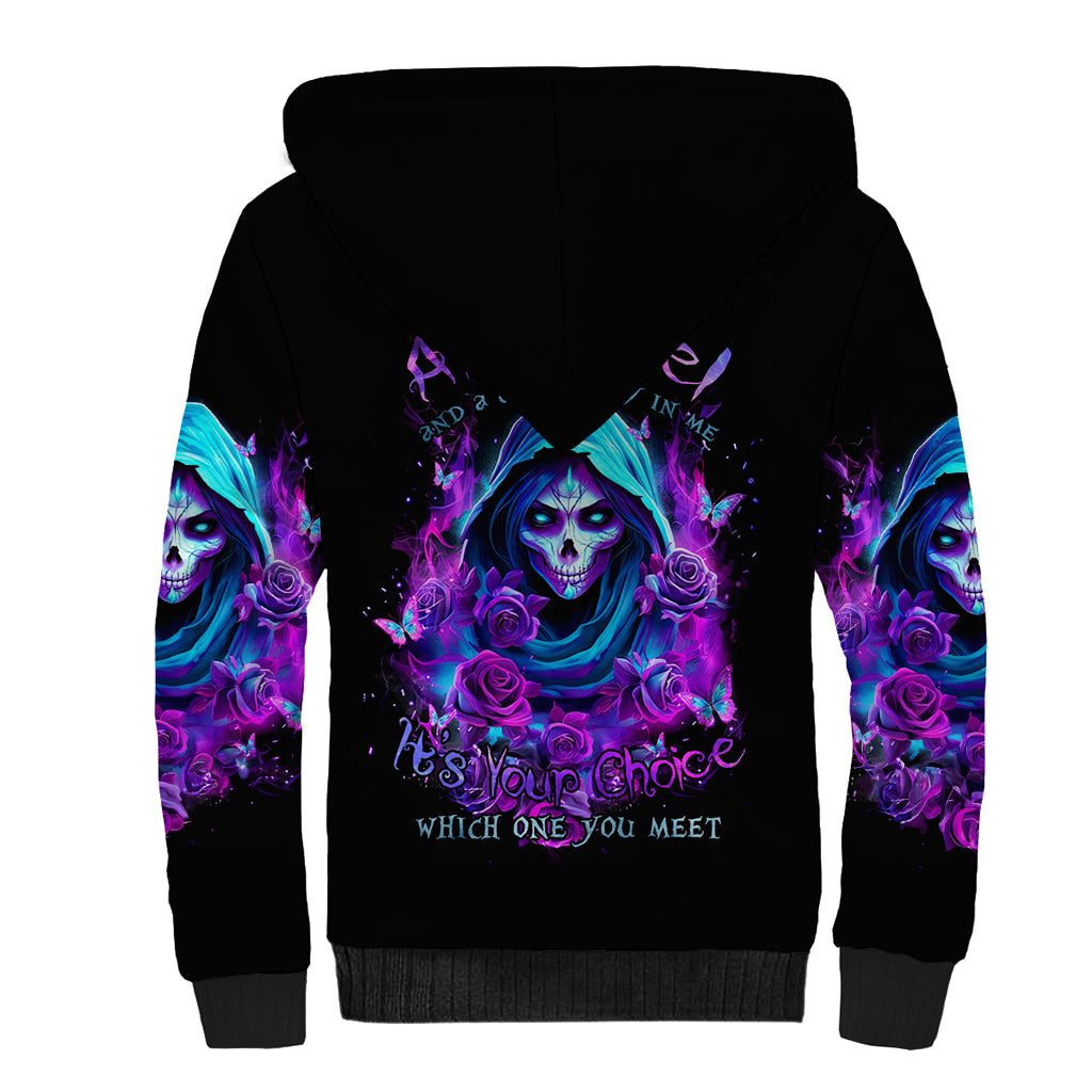 Witch Skull Sherpa Hoodie I Hold A Beast An Angel And Crazy Lady In Me - Wonder Print Shop