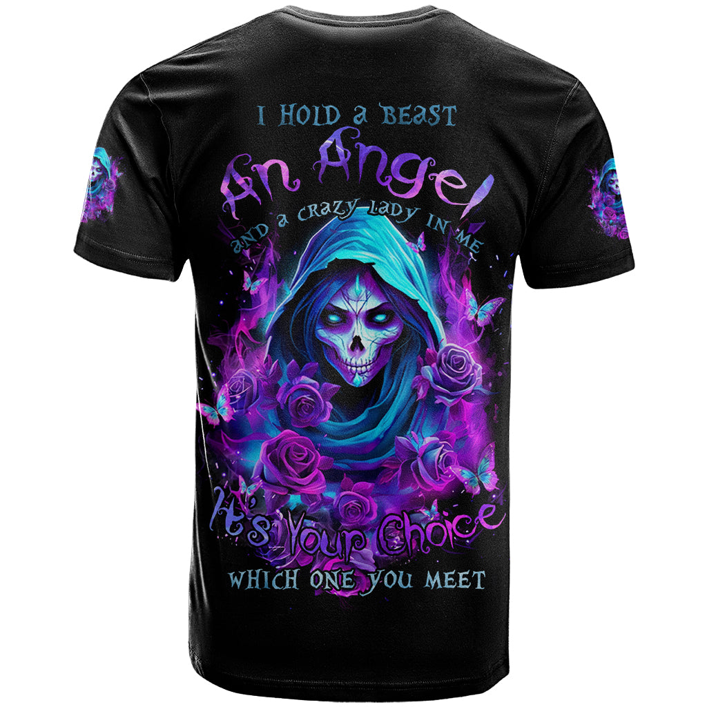 Witch Skull T Shirt I Hold A Beast An Angel And Crazy Lady In Me