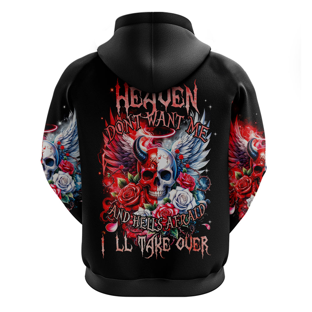 Evil Angel Skull Hoodie Heaven Don't Want Me And Hell Afraid - Wonder Print Shop