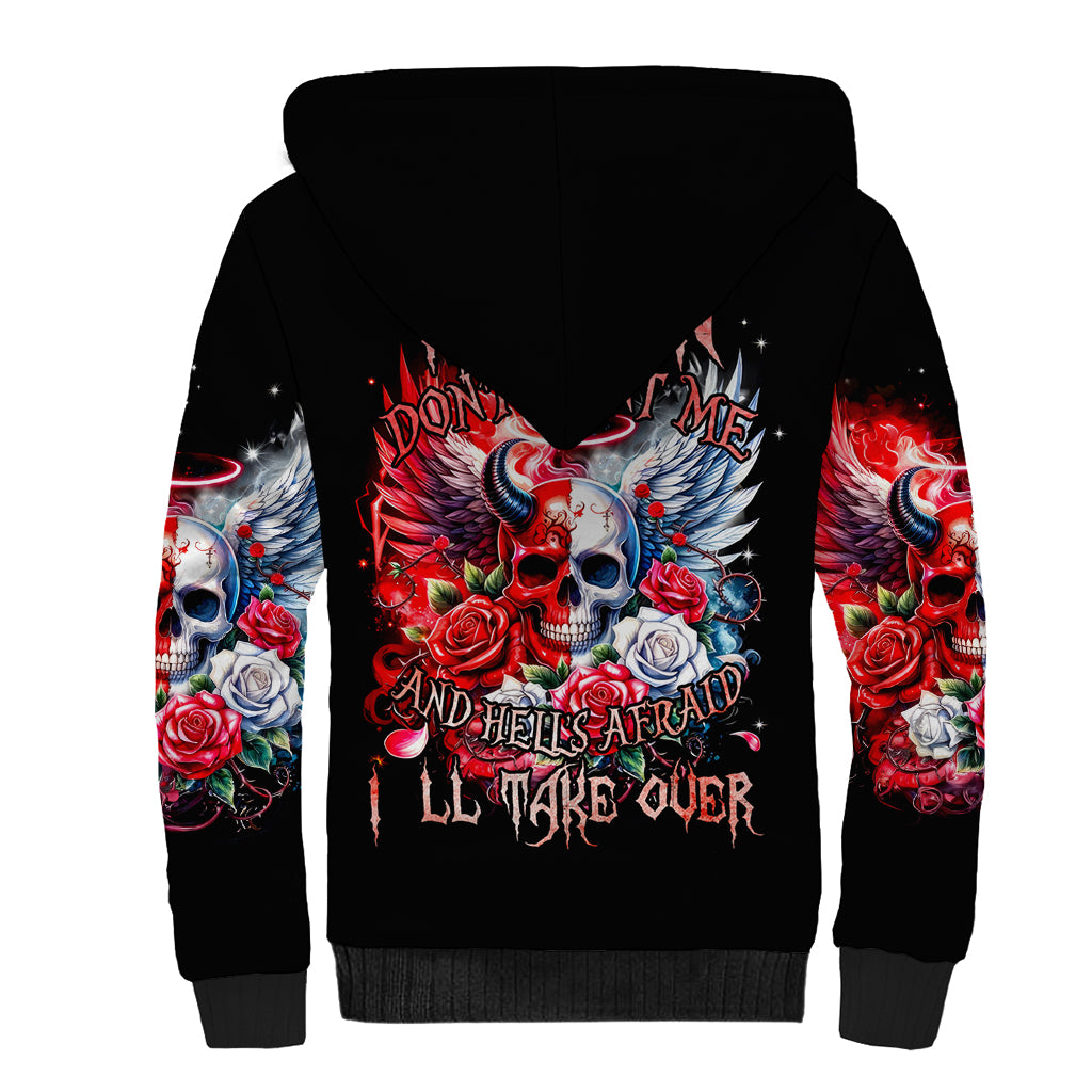 Evil Angel Skull Sherpa Hoodie Heaven Don't Want Me And Hell Afraid - Wonder Print Shop