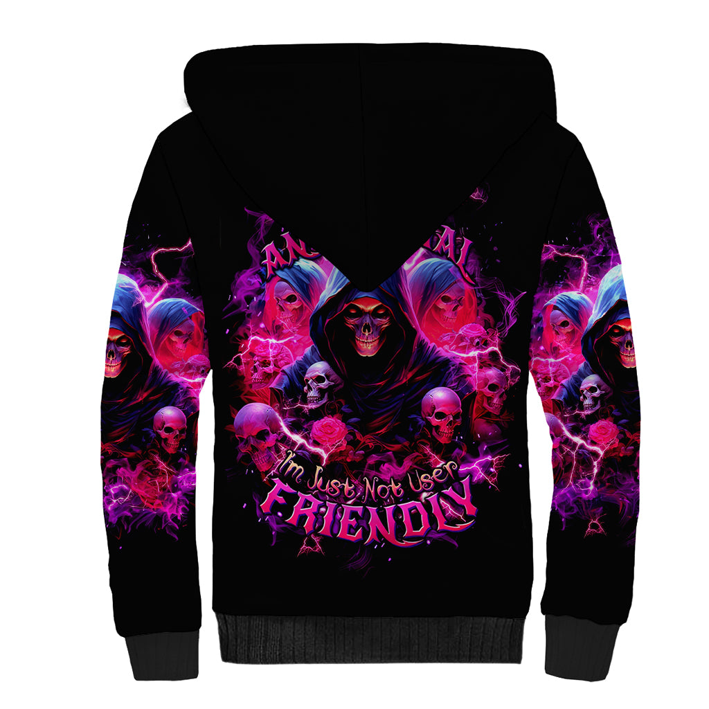 Witch Skull Sherpa Hoodie I'm Not Anti-Social I'm Just Not User Friendly - Wonder Print Shop