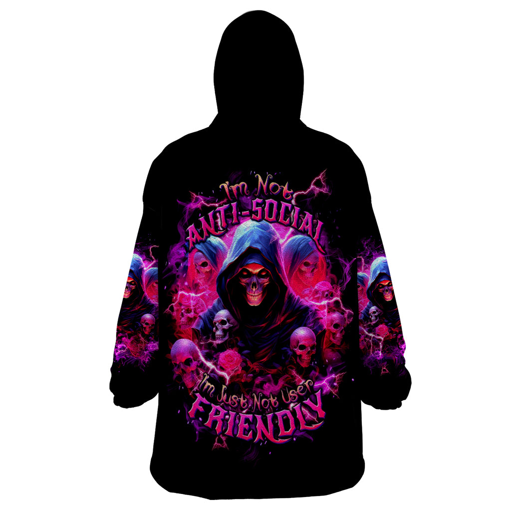 Witch Skull Wearable Blanket Hoodie I'm Not Anti-Social I'm Just Not User Friendly