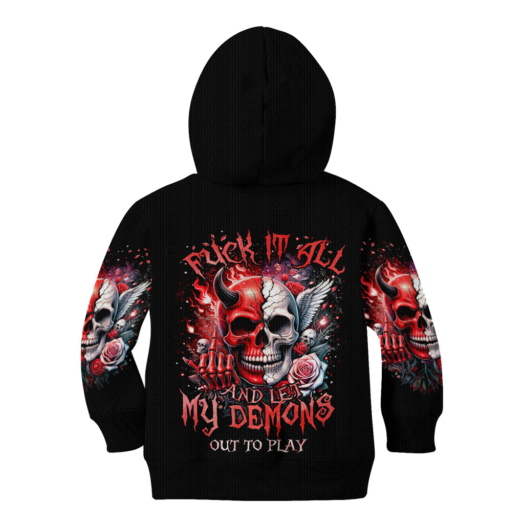 Evil Angel Skull Kid Hoodie Fuck It All And Let My Demons Out To Play - Wonder Print Shop