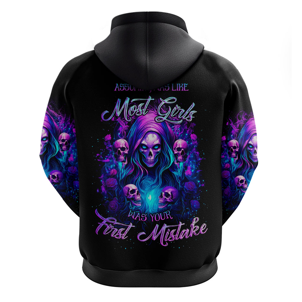 Witch Skull Hoodie Assuming Was Like Most Girls Was Your First Mistake - Wonder Print Shop